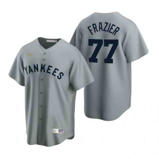 Mens Nike New York Yankees 77 Clint Frazier Gray Cooperstown Collection Road Stitched Baseball Jersey